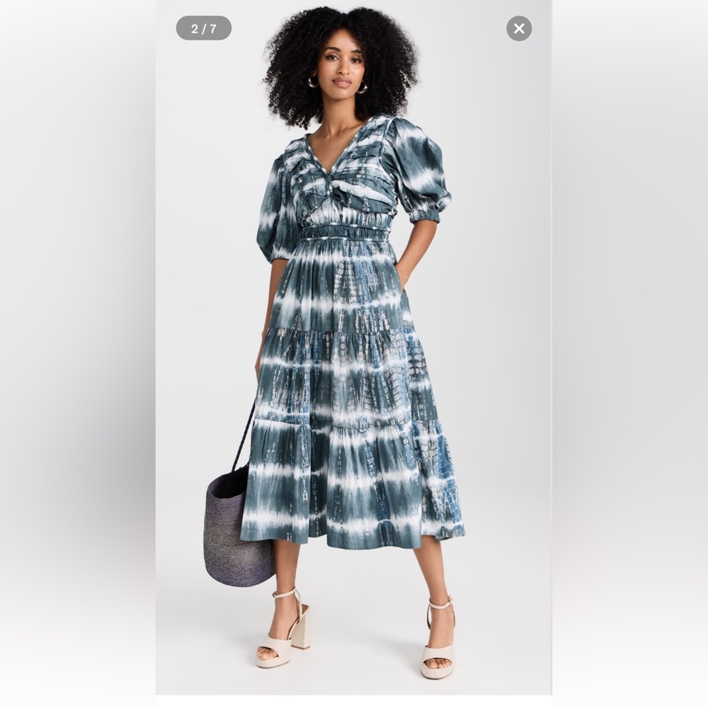 Sea
Nadia Tie Dye Puff Sleeve V Neck Dress XS